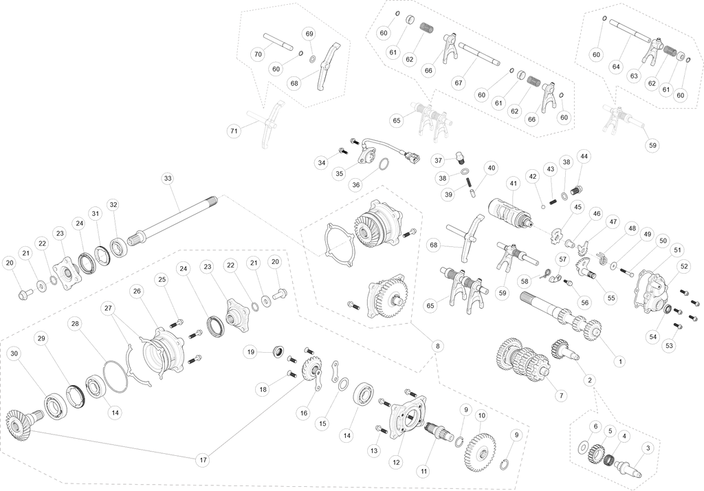 Exploded schematic of Segway AT6 SGW570F Section 4, callout 43.1 is the detent pawl torsion spring
