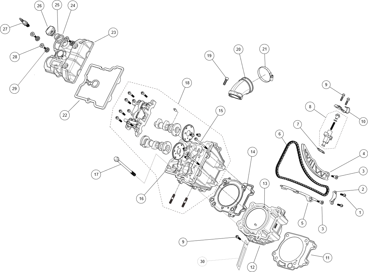 Exploded schematic of Segway AT6 SGW570F Section 5, callout 25 is the o-ring 22x3