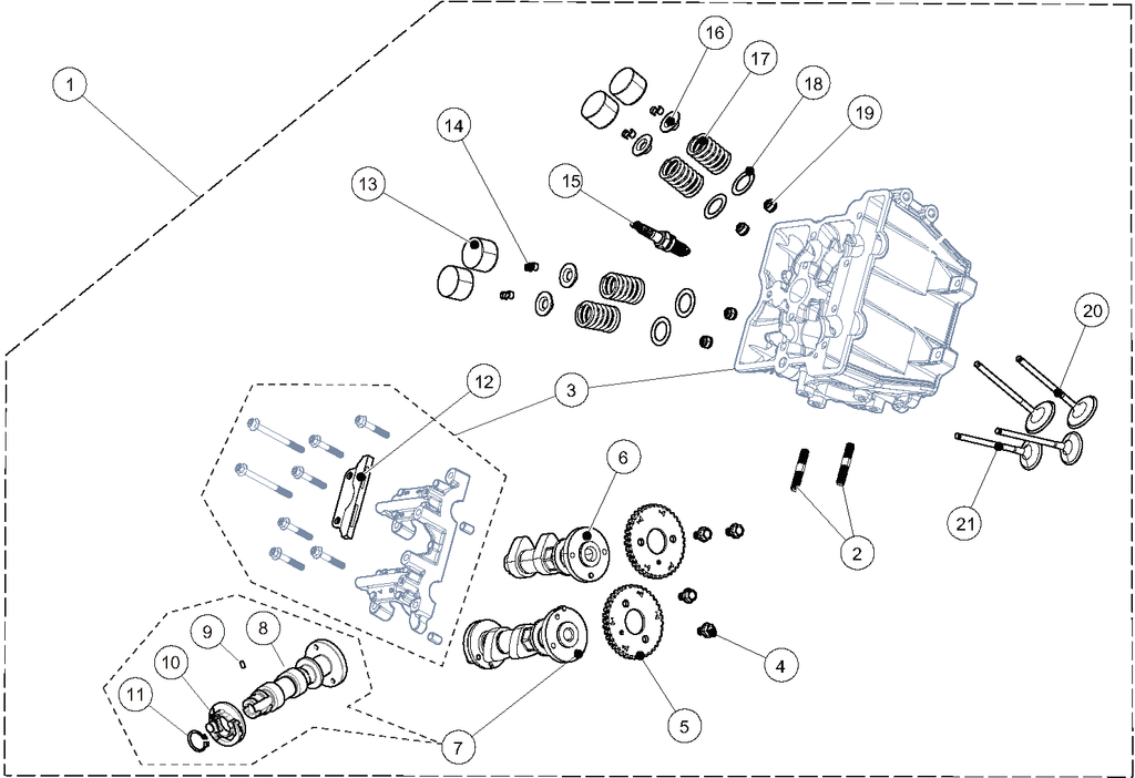 Exploded schematic of Segway AT6 SGW570F Section 6, callout 21 is the exhaust valve
