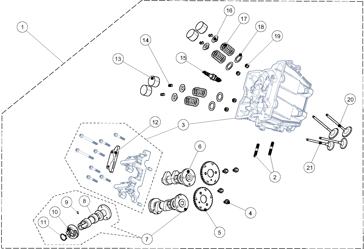 Exploded schematic of Segway AT6 SGW570F Section 6, callout 21 is the exhaust valve