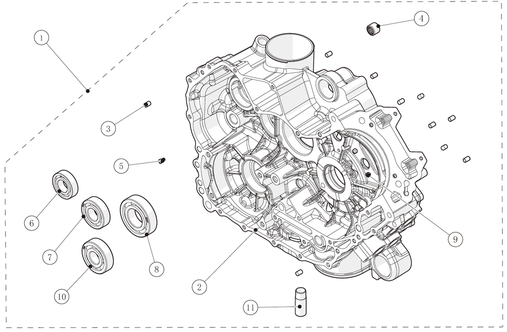 Exploded schematic of Segway AT6 SGW570F Section 8, callout 11 is the oil pickup pipe