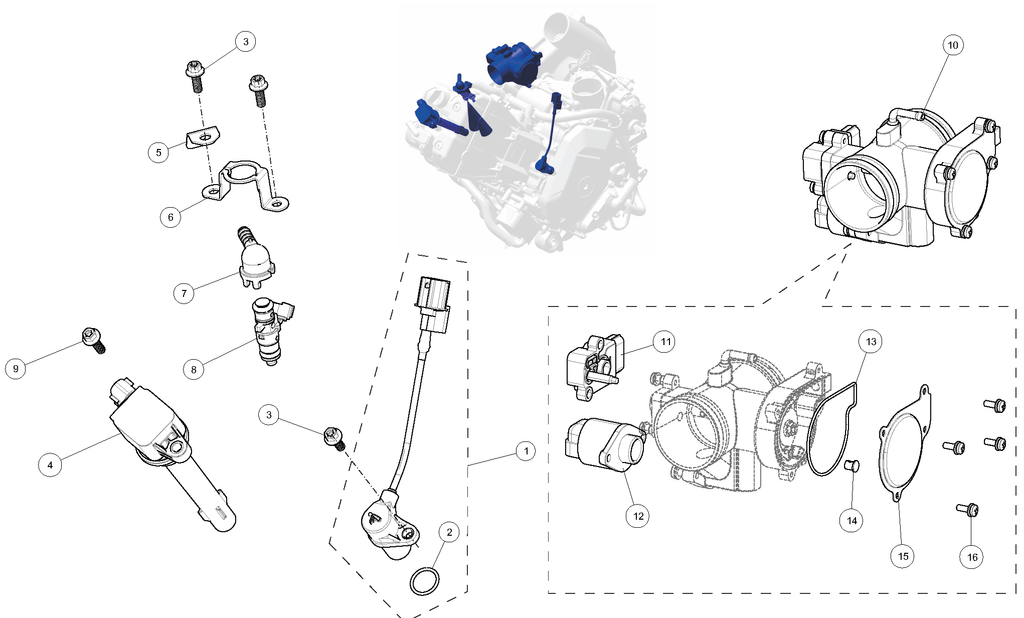 Exploded schematic of Segway AT6 SGW570F Section 15, callout 16 is the screw m4x12