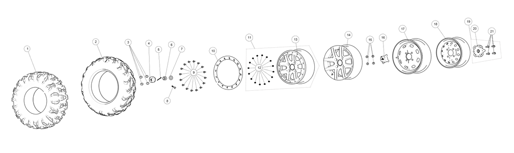 Exploded schematic of Segway AT6 SGW570F Section 17, callout 20 is the rim installation piece