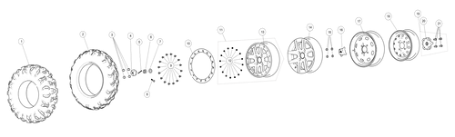 Exploded schematic of Segway AT6 SGW570F Section 18, callout 18 is the 12 "front rim glossy black