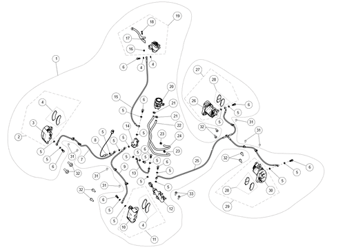 Exploded schematic of Segway AT6 SGW570F Section 28, callout 30 is the rl caliper brake