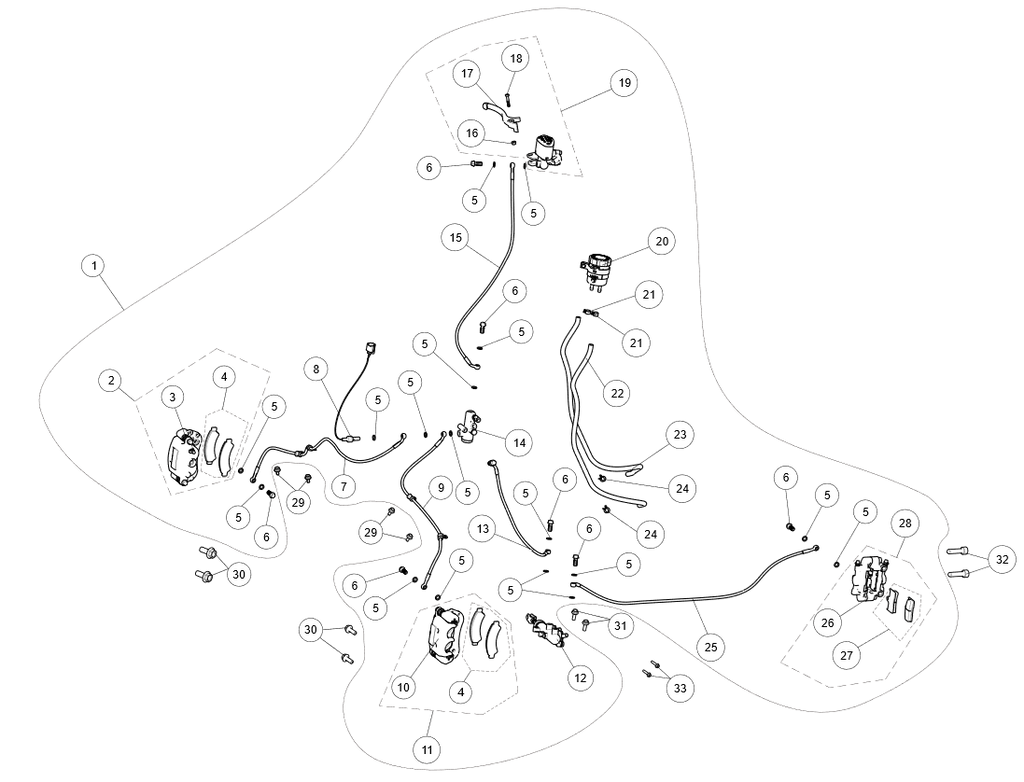 Exploded schematic of Segway AT6 SGW570F Section 29, callout 33 is the bolt m6x45