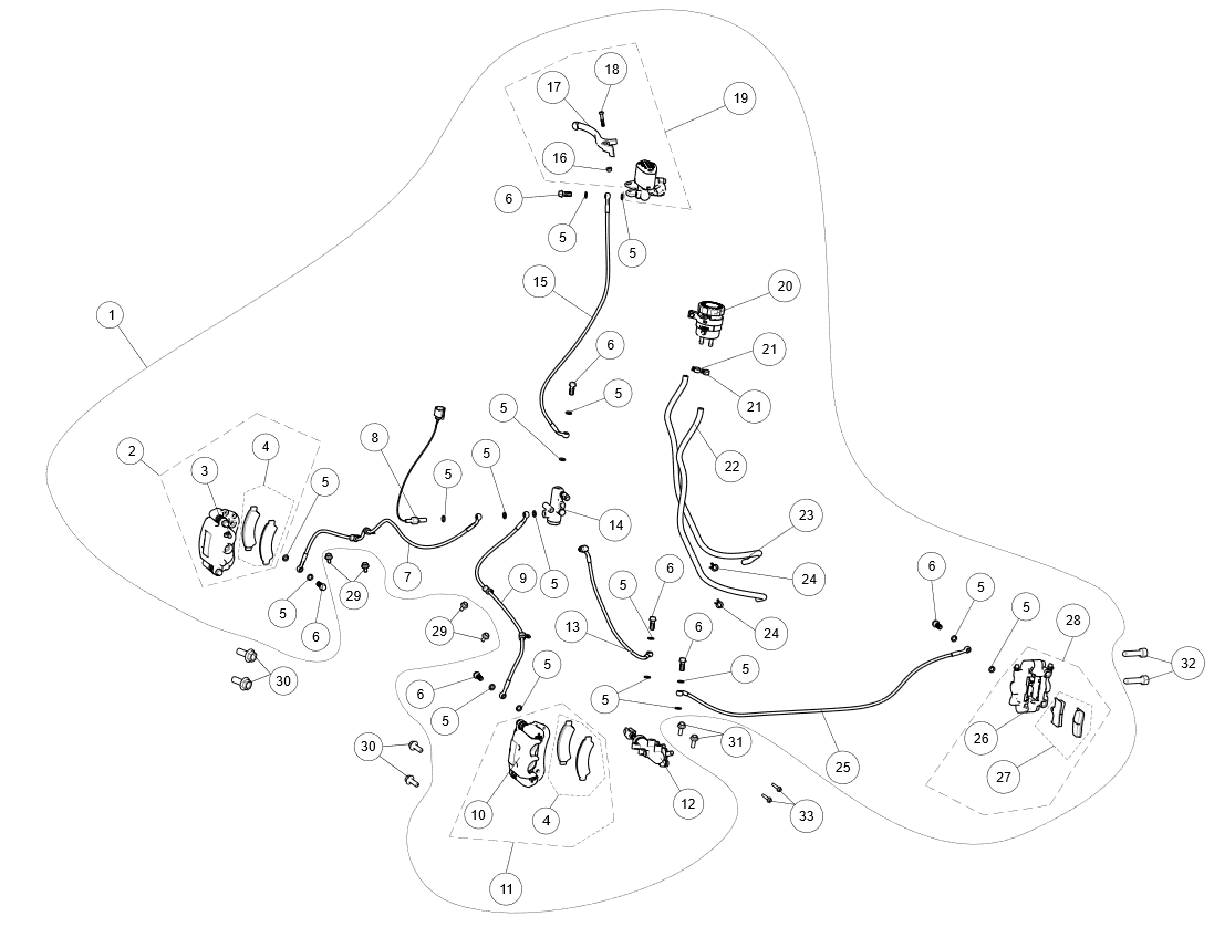 Exploded schematic of Segway AT6 SGW570F Section 29, callout 33 is the bolt m6x45