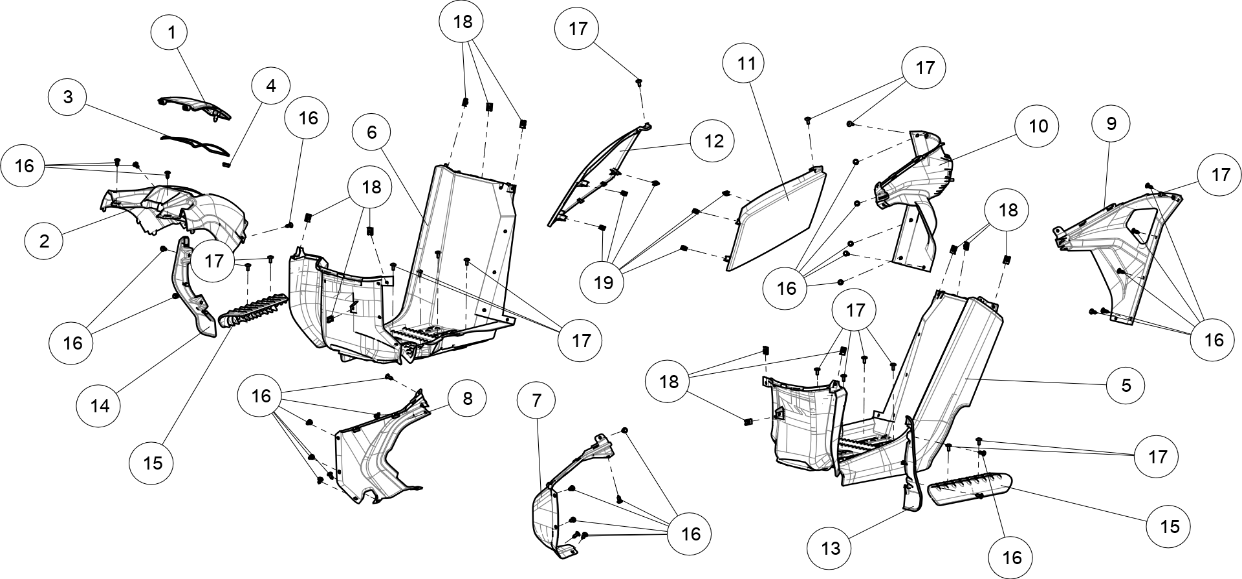 Exploded schematic of Segway AT6 SGW570F Section 31, callout 15 is the pedal