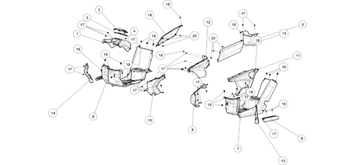 Exploded schematic of Segway AT6 SGW570F Section 32, callout 16 is the golden orange right guard