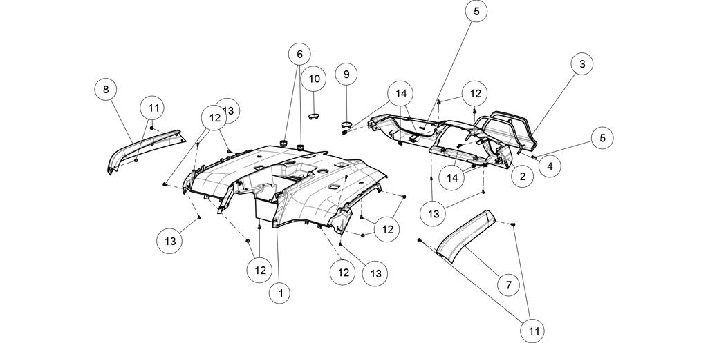 Exploded schematic of Segway AT6 SGW570F Section 33, callout 10 is the orang right eback cushion plug