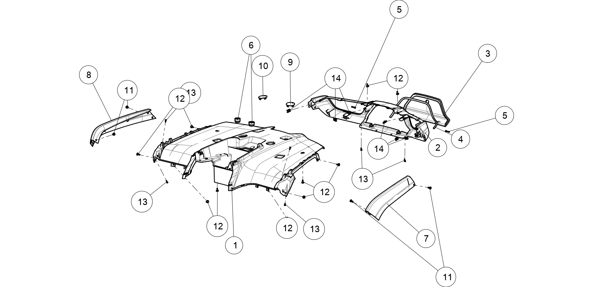 Exploded schematic of Segway AT6 SGW570F Section 33, callout 10 is the orang right eback cushion plug