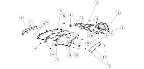Exploded schematic of Segway AT6 SGW570F Section 33, callout 10 is the orang right eback cushion plug