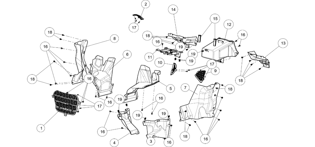 Exploded schematic of Segway AT6 SGW570F Section 34, callout 15 is the back cushion bushing