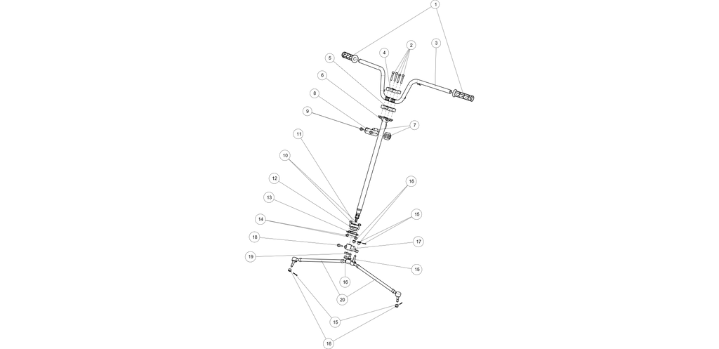 Exploded schematic of Segway AT6 SGW570F Section 37, callout 20 is the steering rod assembly