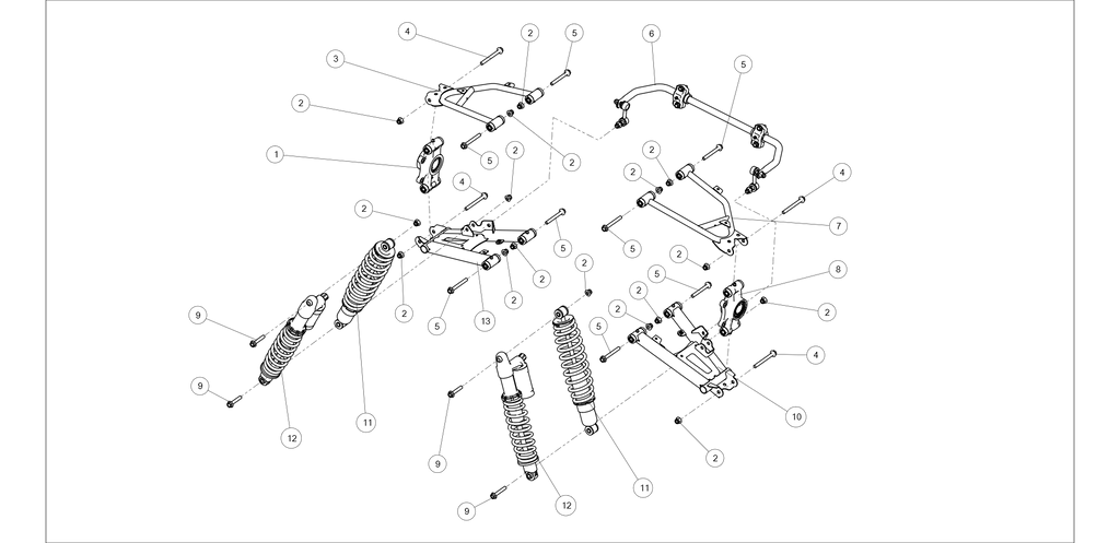 Exploded schematic of Segway AT6 SGW570F Section 40, callout 13 is the black lower weld arm rl assy