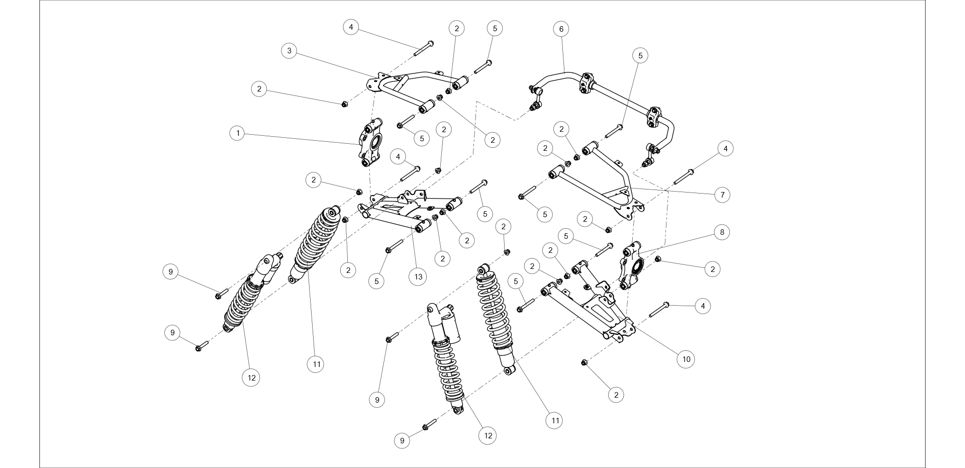 Exploded schematic of Segway AT6 SGW570F Section 40, callout 13 is the black lower weld arm rl assy