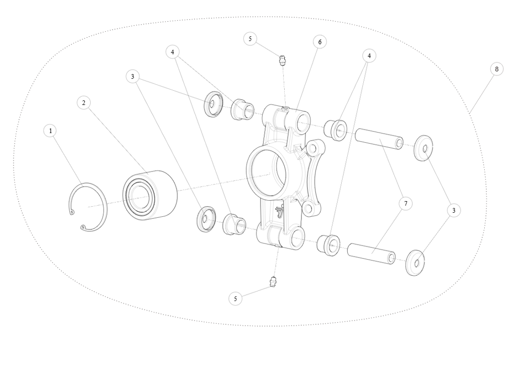 Exploded schematic of Segway AT6 SGW570F Section 41, callout 7 is the rl wheel bearing tube