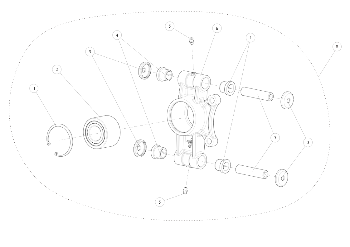 Exploded schematic of Segway AT6 SGW570F Section 41, callout 7 is the rl wheel bearing tube