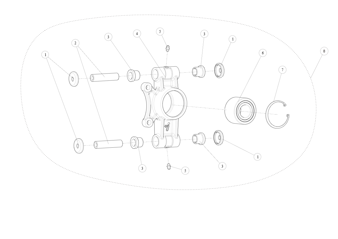 Exploded schematic of Segway AT6 SGW570F Section 42, callout 4 is the rr wheel axle support