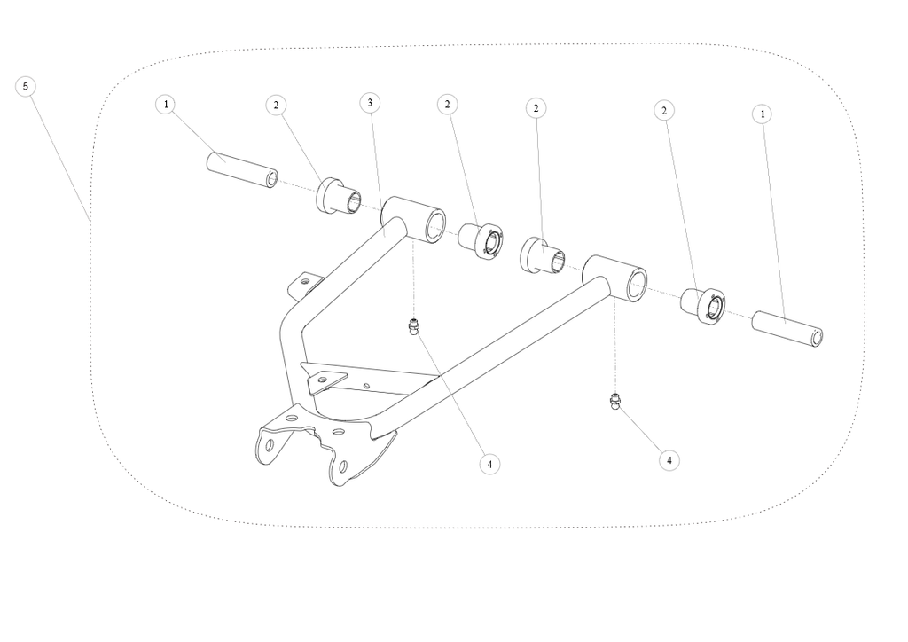 Exploded schematic of Segway AT6 SGW570F Section 43, callout 3-5 is the blue upper weld arm rl
