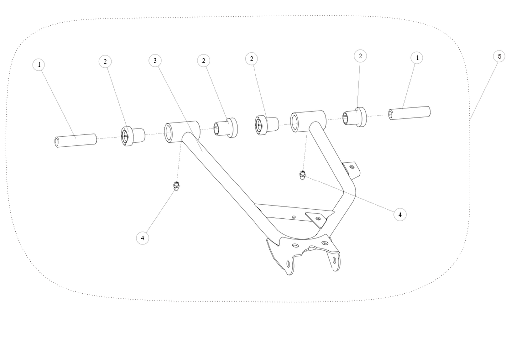 Exploded schematic of Segway AT6 SGW570F Section 45, callout 3-5 is the blue upper weld arm rr