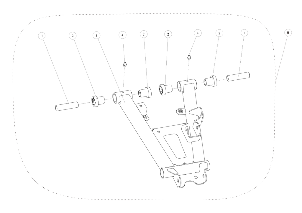 Exploded schematic of Segway AT6 SGW570F Section 46, callout 3-5 is the blue lower weld arm rr