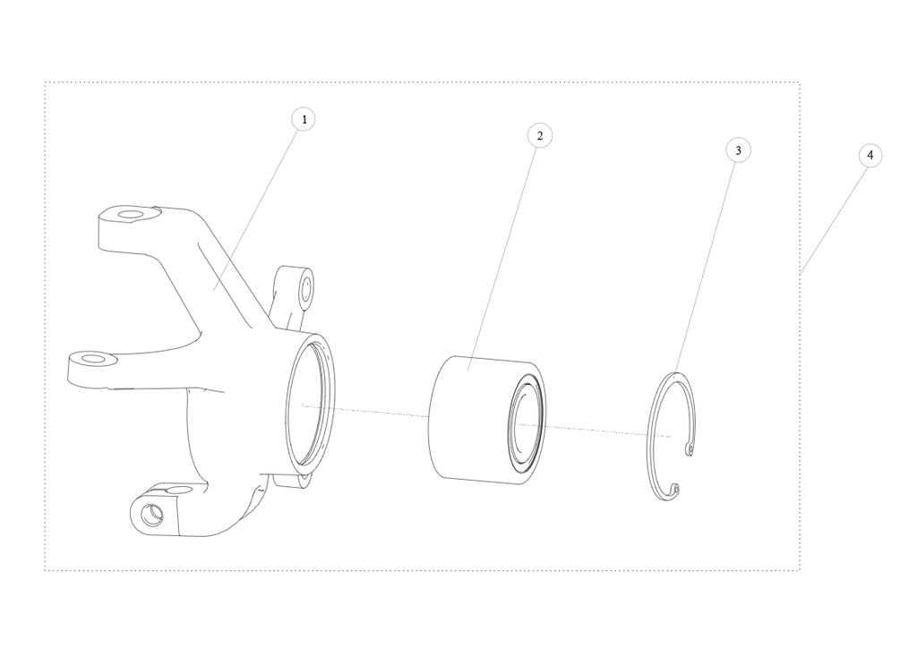Exploded schematic of Segway AT6 SGW570F Section 49, callout 1 is the right steering knuckle