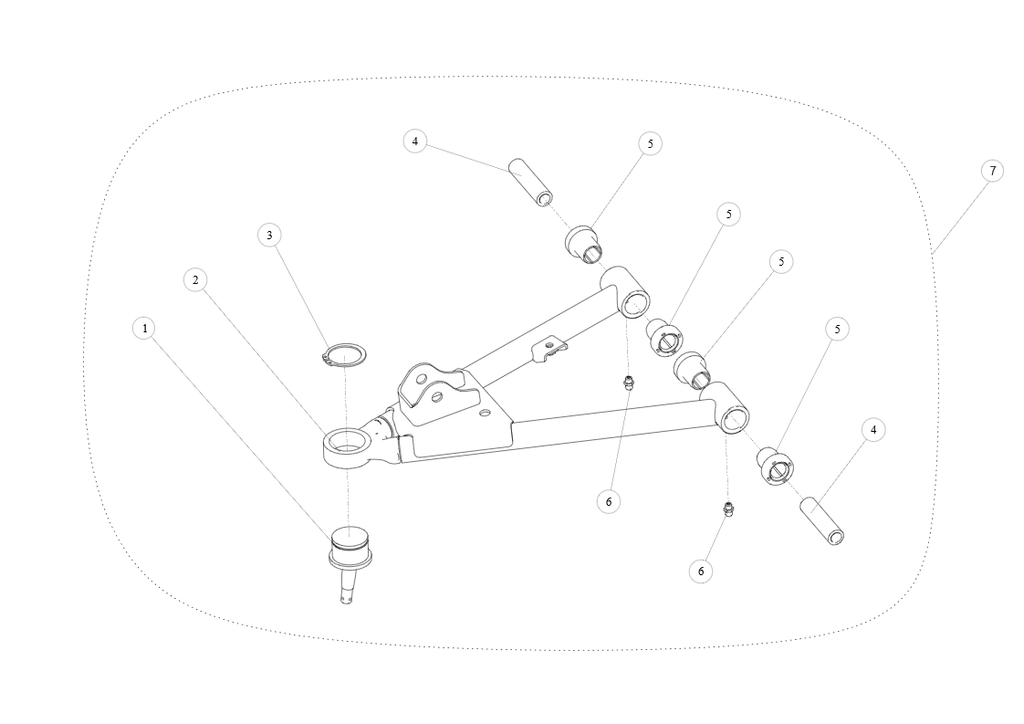 Exploded schematic of Segway AT6 SGW570F Section 50, callout 2-5 is the blue upper weld arm fl