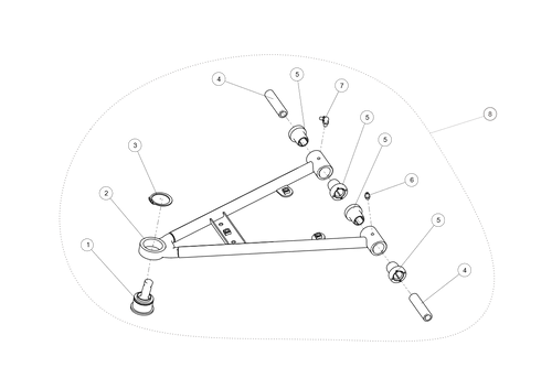 Exploded schematic of Segway AT6 SGW570F Section 51, callout 2-5 is the blue lower weld arm fl