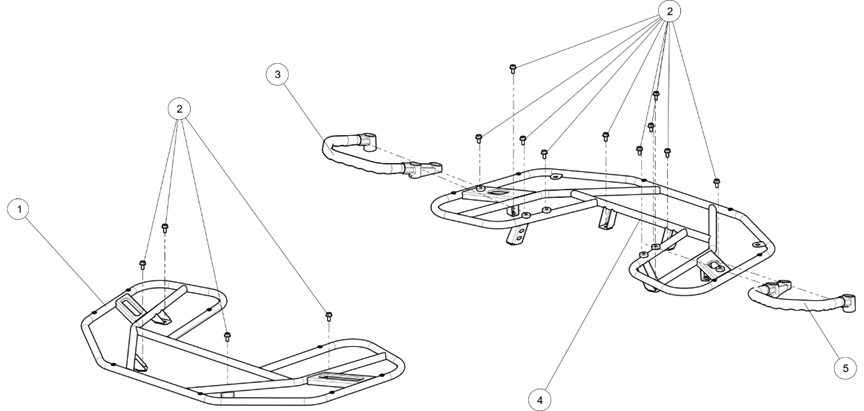 Exploded schematic of Segway AT6 SGW570F Section 54, callout 5 is the left handguard