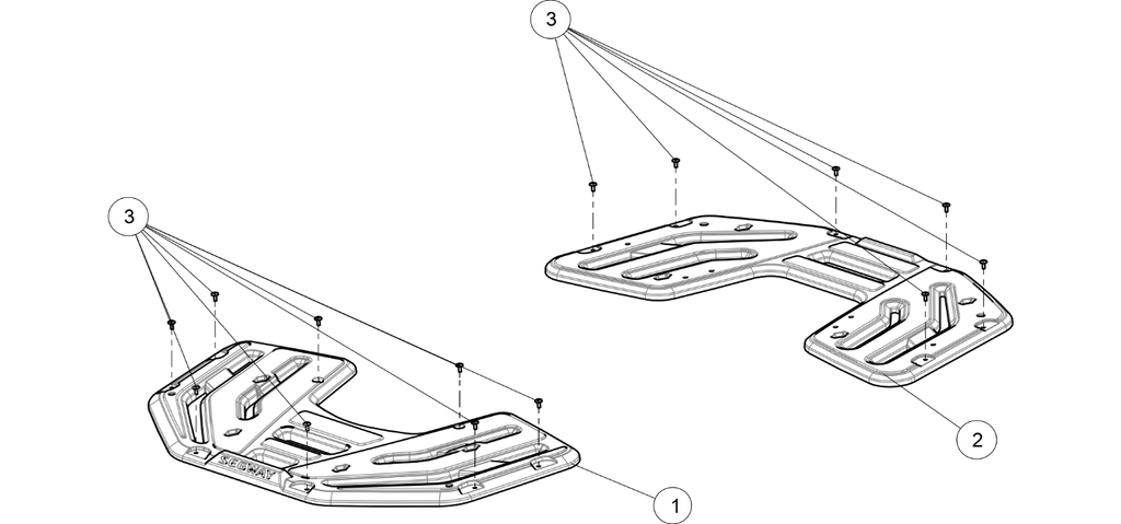 Exploded schematic of Segway AT6 SGW570F Section 55, callout 2 is the rear shelf cover