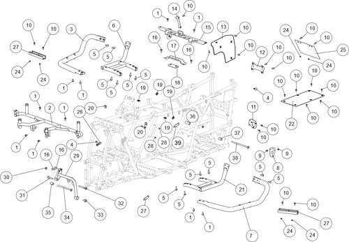 Exploded schematic of Segway AT6 SGW570F Section 60, callout 38 is the hexagon flange bolt m10x1.25x215