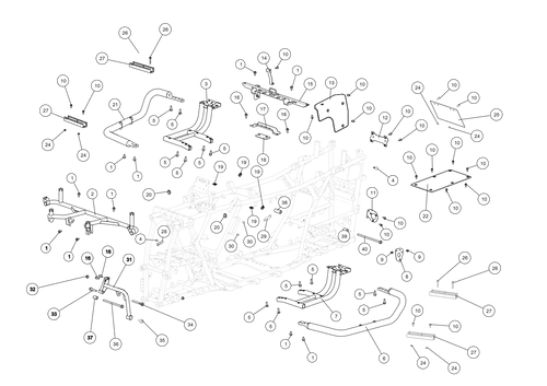 Exploded schematic of Segway AT6 SGW570F Section 61, callout 21 is the black right footpedal protection rod
