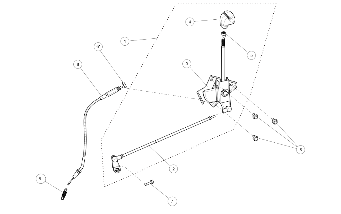 Exploded schematic of Segway AT6 SGW570F Section 64, callout 10 is the nut m10x1.25