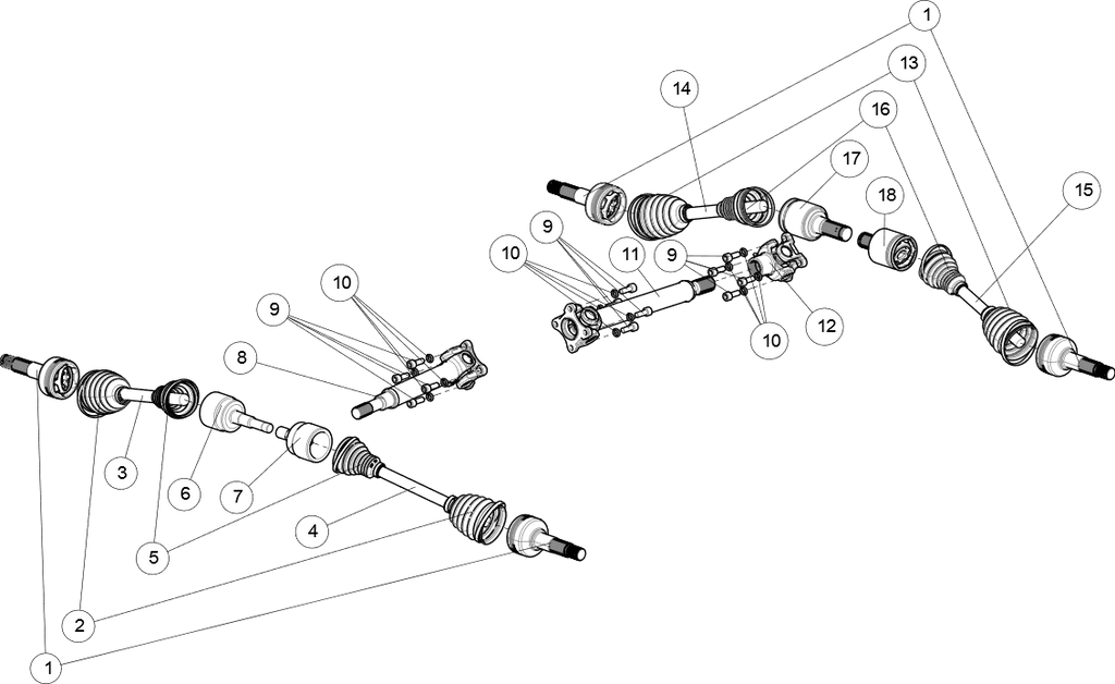 Exploded schematic of Segway AT6 SGW570F Section 68, callout 18 is the inner joint assy (ltd)