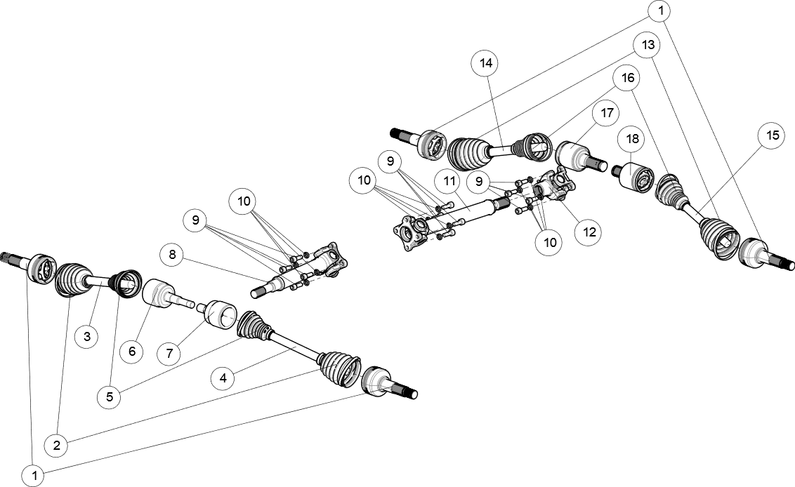 Exploded schematic of Segway AT6 SGW570F Section 68, callout 18 is the inner joint assy (ltd)