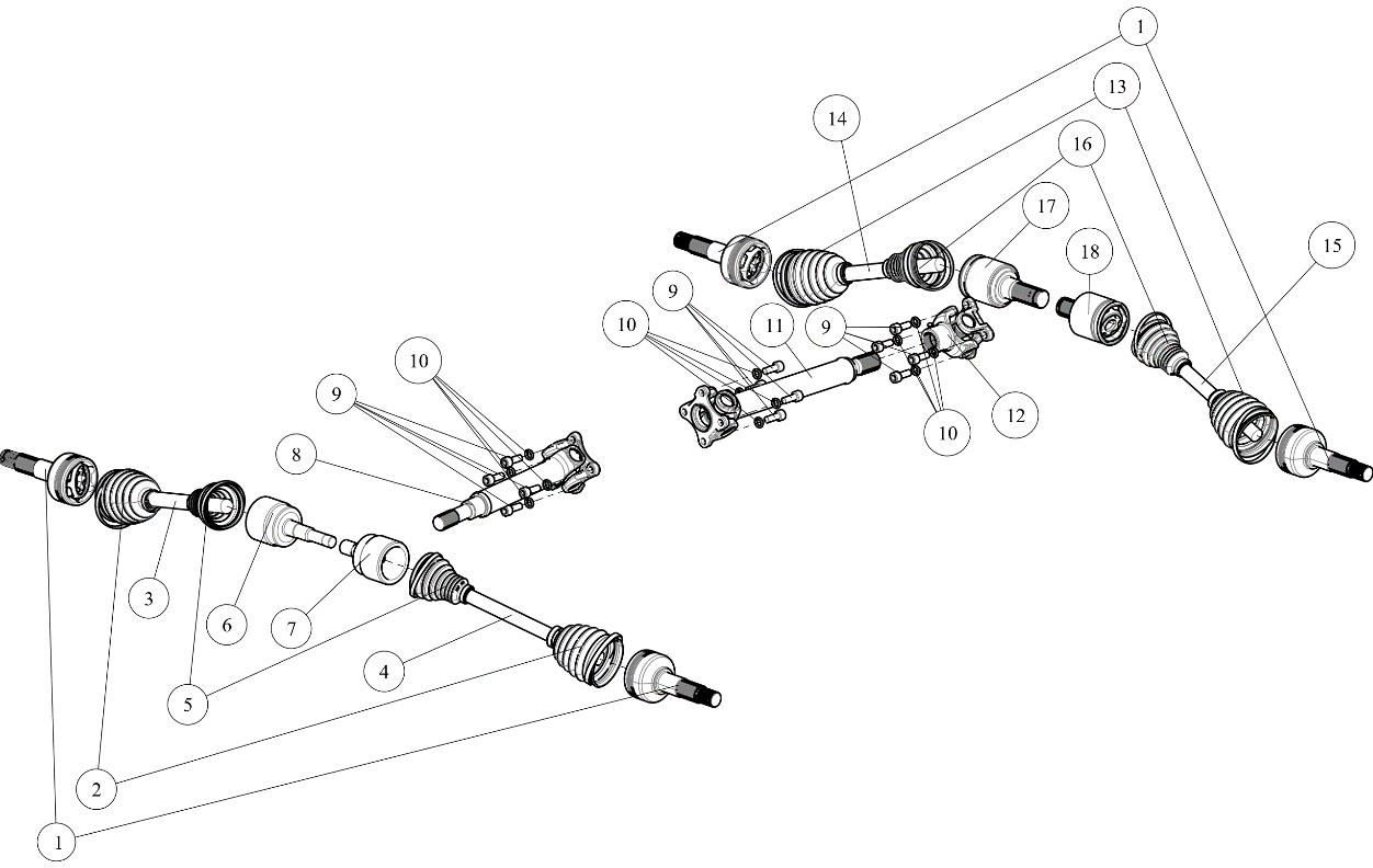 Exploded schematic of Segway AT6 SGW570F Section 70, callout 18 is the connection fork a