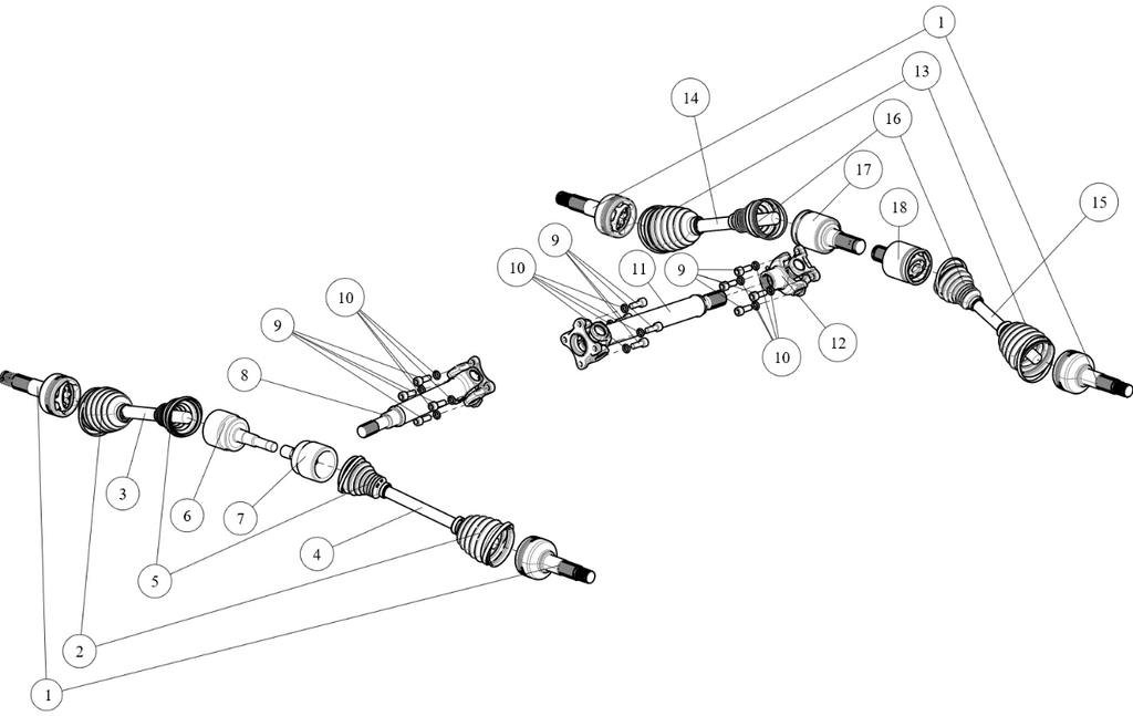 Exploded schematic of Segway AT6 SGW570F Section 71, callout 18 is the clamp (12x75)