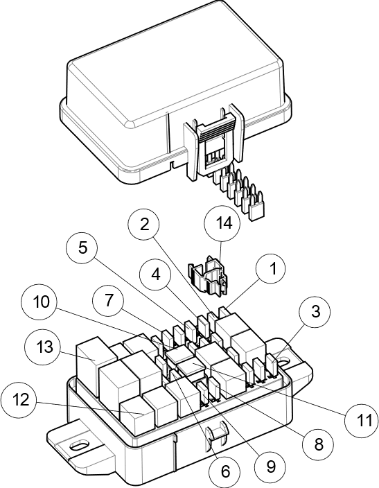 Exploded schematic of Segway AT6 SGW570F Section 73, callout 14 is the clamp