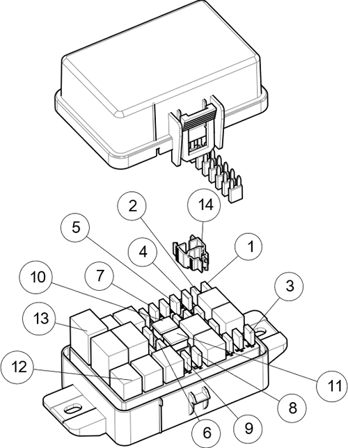 Exploded schematic of Segway AT6 SGW570F Section 73, callout 14 is the clamp