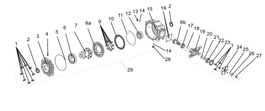 Exploded schematic of Segway AT6 SGW570F Section 82, callout 19 is the drive gear shaft seat