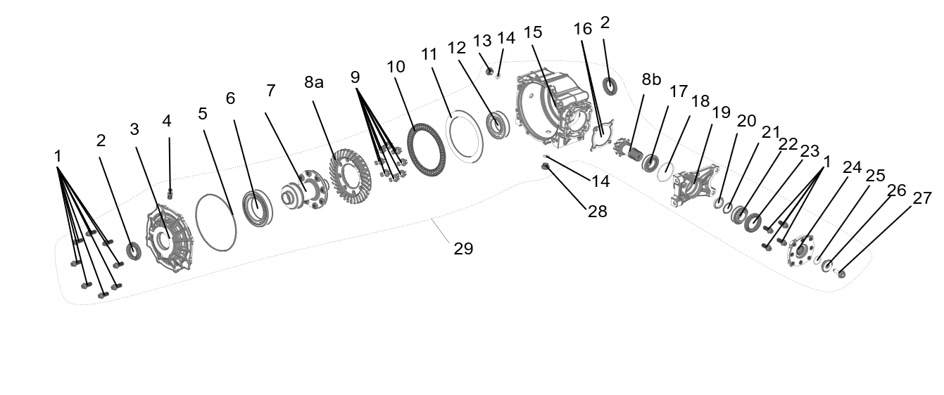 Exploded schematic of Segway AT6 SGW570F Section 82, callout 19 is the drive gear shaft seat