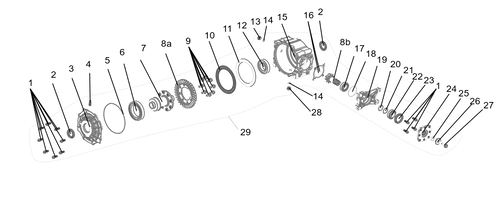 Exploded schematic of Segway AT6 SGW570F Section 82, callout 19 is the drive gear shaft seat