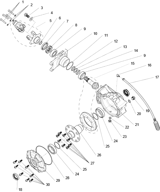 Exploded schematic of Segway AT6 SGW570F Section 85, callout 29 is the rear axle cover