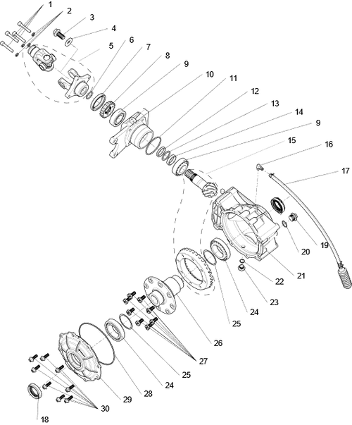 Exploded schematic of Segway AT6 SGW570F Section 85, callout 29 is the rear axle cover