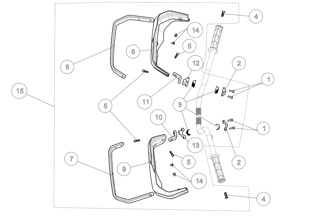 Exploded schematic of Segway AT6 SGW570F Section 87, callout 15 is the handguard protector assy