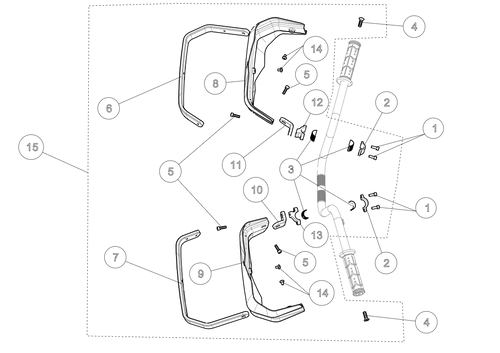 Exploded schematic of Segway AT6 SGW570F Section 87, callout 15 is the handguard protector assy