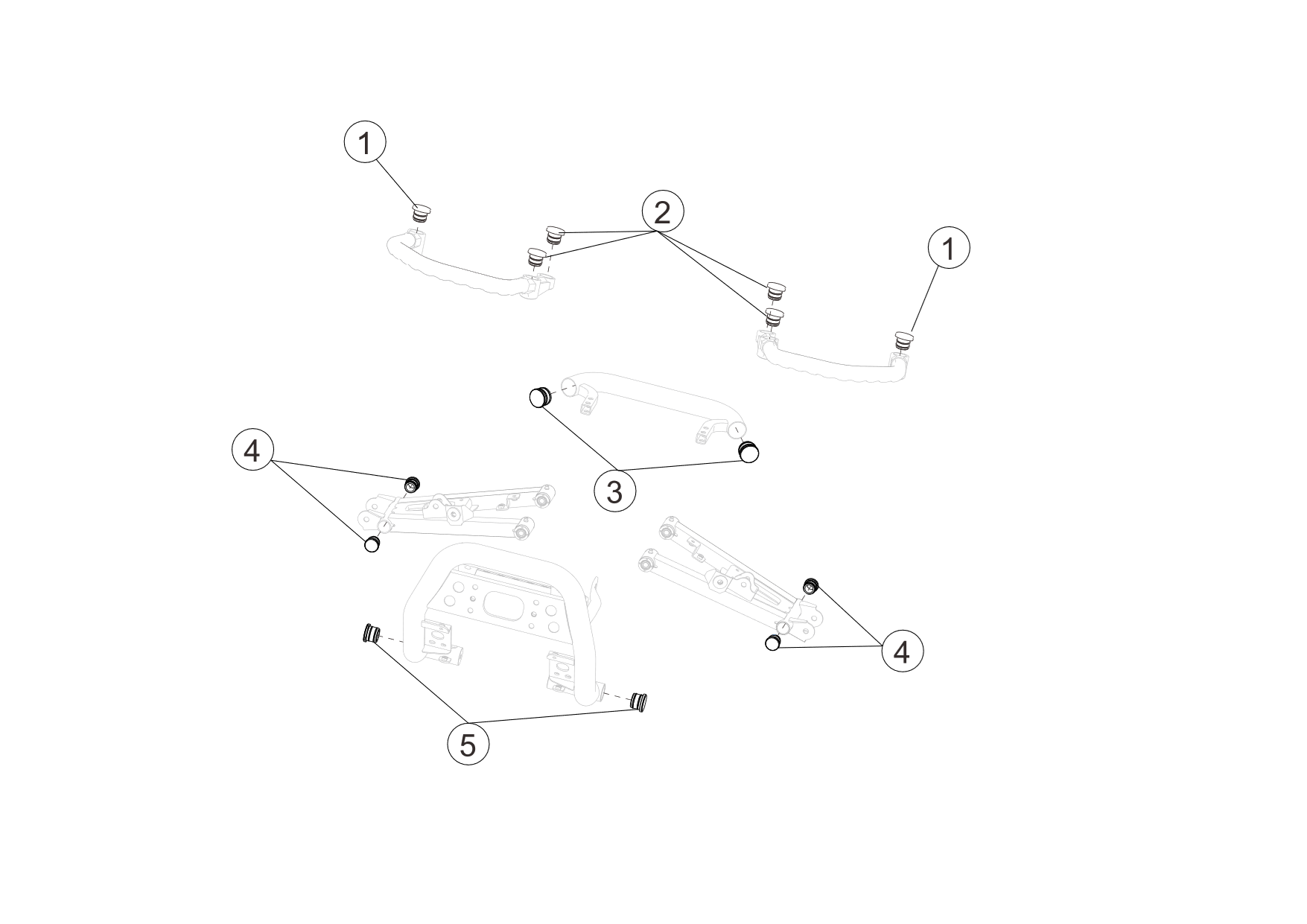 Exploded schematic of Segway AT6 SGW570F Section 89, callout 4 is the rear arm plug