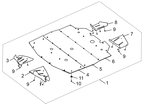 Exploded schematic of Segway Fugleman UT10 Aluminum Armor, callout 8 is the u01 rr lower rocket arm guard (al)