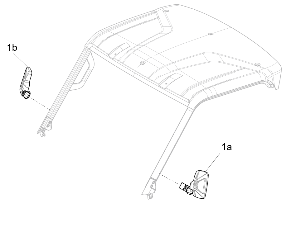 Exploded schematic of Segway Fugleman UT10 Side Reariview Mirror, callout 1b is the right rearview mirror assembly (eu)